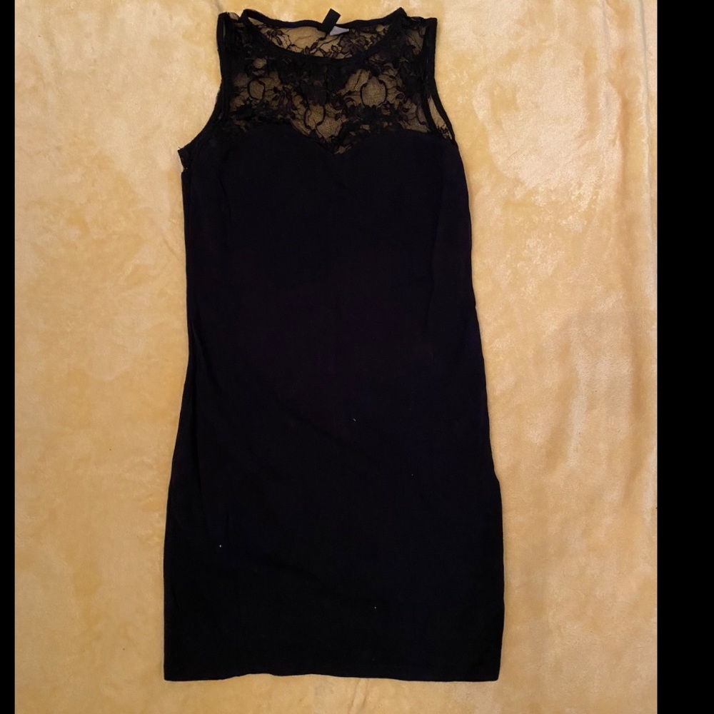Tight black cotton body con dress